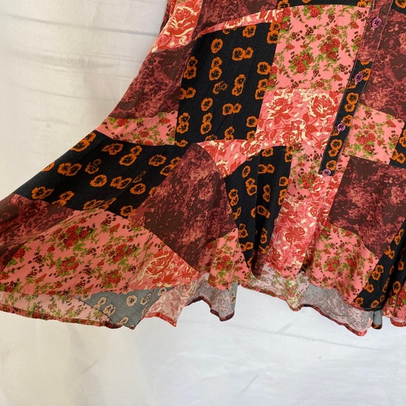 For the Republic Boho Floral Patchwork Button Up Shirt Women 1X Pink Cottagecore - Picture 4 of 11